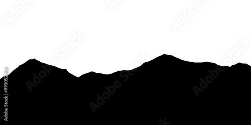 Sountains silhouettes landscape background. Rocky panorama with mountains skyline and pine tree forest. Scenery with slopes, vector cartoon illustration