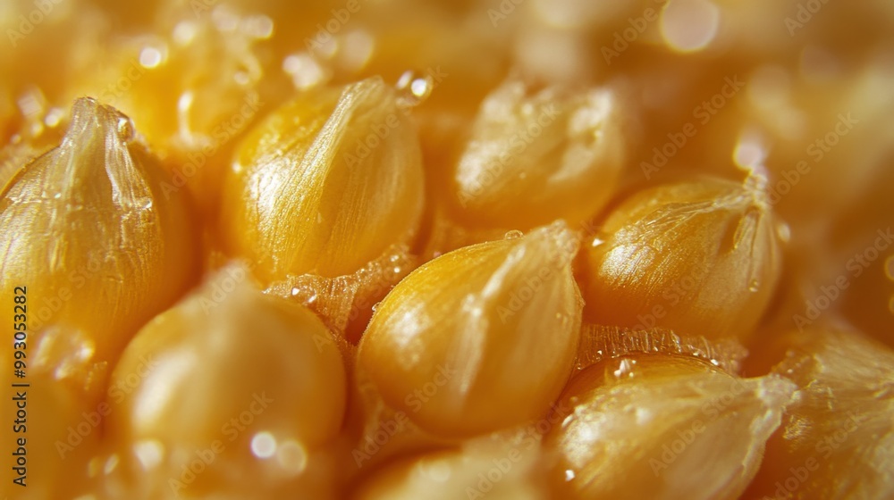 Close-Up of Corn Kernels with Internal Pressure Details Close-Up of Corn Kernels with Internal Pressure Details