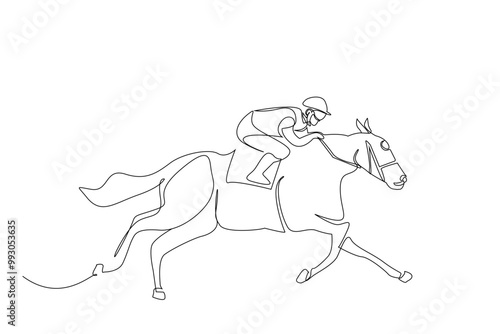 horse racing jockey sport lifestyle one line art design vector