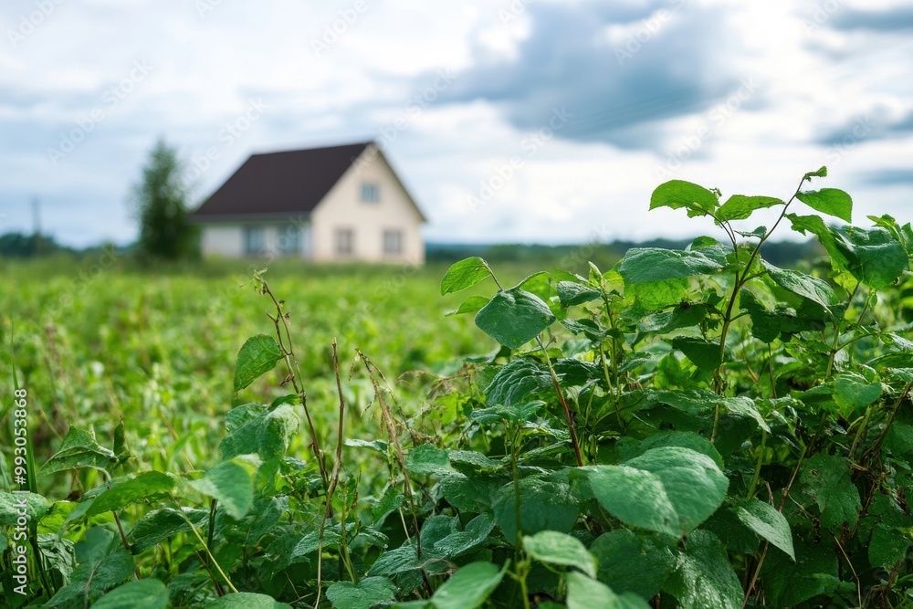 In-depth examination of herbicide use harming the leaves of japanese knotweed close to a countryside residence in Europe In-depth examination of herbicide use harming the leaves of japanese knotweed close to a countryside residence in Europe