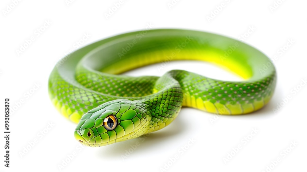 Obraz premium Green snake isolated on white background