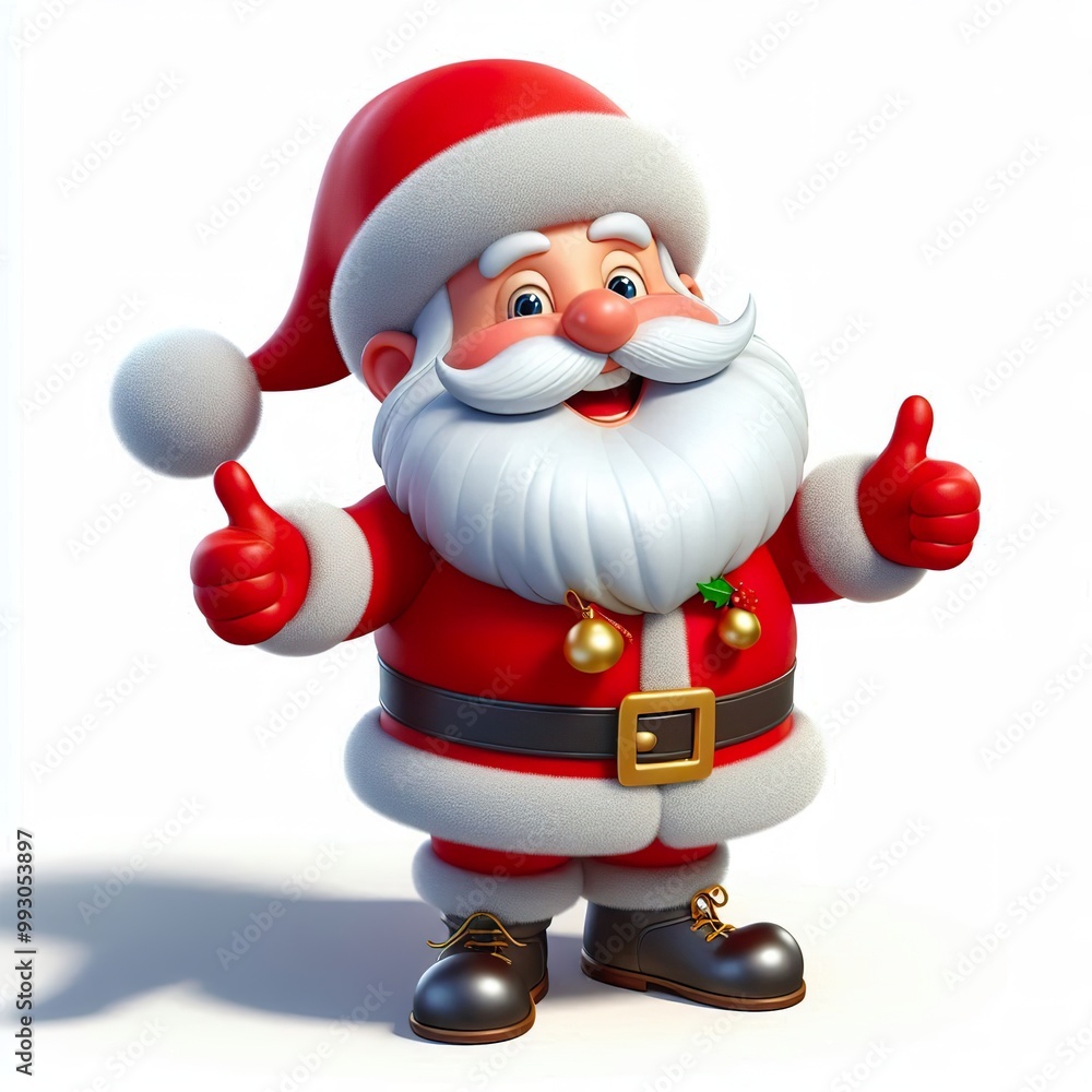 3d Cartoon Happy santa claus hyper-realistic, isolated on a white background 3d Cartoon Happy santa claus hyper-realistic, isolated on a white background