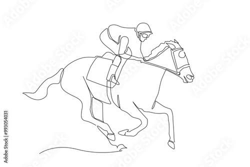 horse racing jockey sport lifestyle one line art design vector