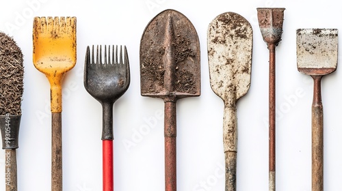 garden tools on a white background 