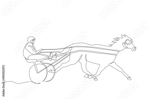 jockey thoroughbred horse racing equipment harness sport lifestyle one line art design vector