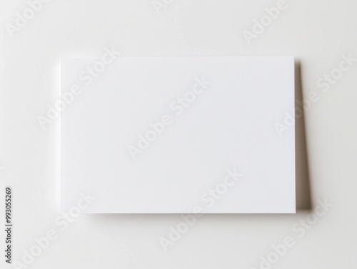 White Note Card. Business Blank Paper for Office Message on White Background