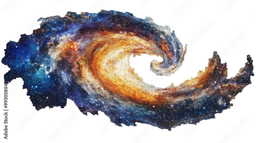 Fototapeta premium Galactic swirl, colorful cosmic art transparent background