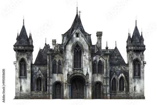 Gothic castle, white isolate background transparent background