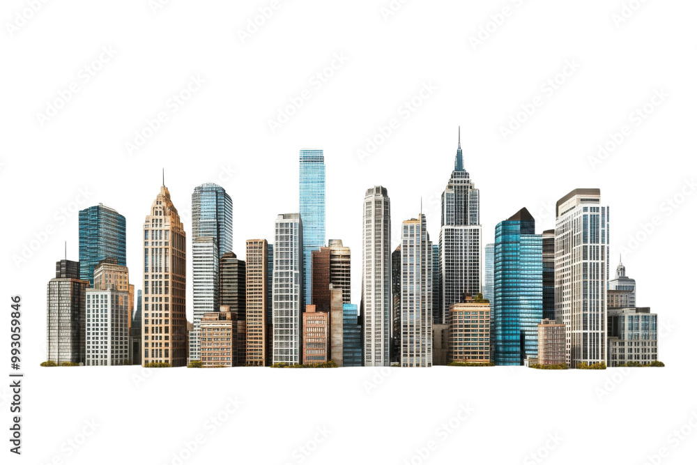 Modern skyline with unique architectural designs transparent background Modern skyline with unique architectural designs transparent background