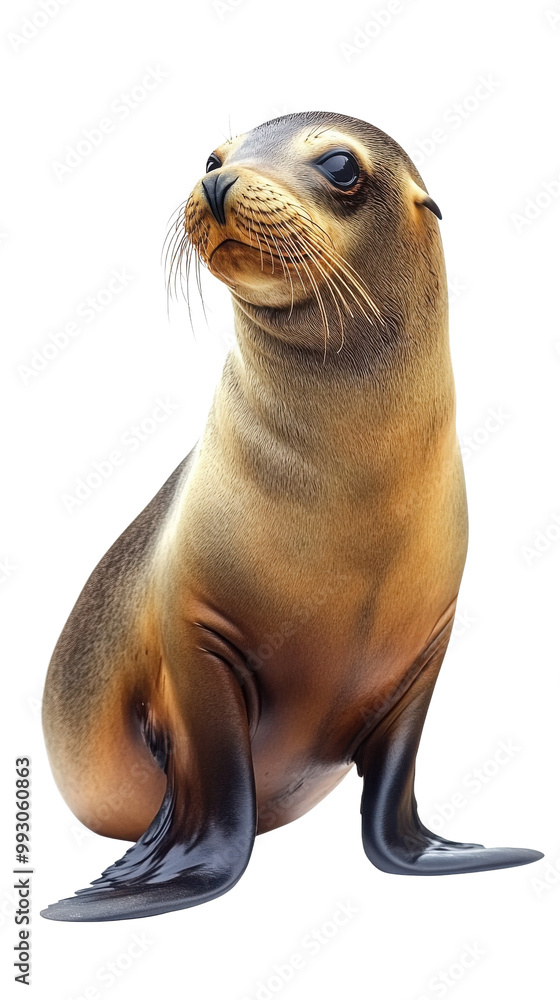 Fototapeta premium Sea lion portrait, white isolate background transparent background