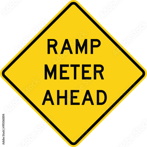 Ramp meter ahead. Advance Traffic Control Signs: Stop, Yield, Traffic Lights Ahead, Speed Limits, Draw Bridge, Ramp Meter, and Traffic Using Shoulder. Road signs in the United States.