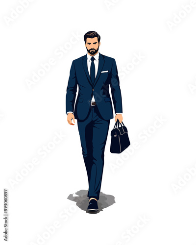 Detailed flat vector people and illustration, man with executive outfit