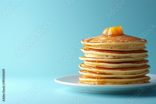 Wallpaper Mural A Stack of Buttery Pancakes Drizzled with Honey on a White Plate Torontodigital.ca