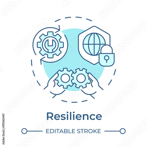 Resilience soft blue concept icon. Pillars of industry 5.0. Flexible and adaptive system. Ability to recover. Round shape line illustration. Abstract idea. Graphic design. Easy to use in article