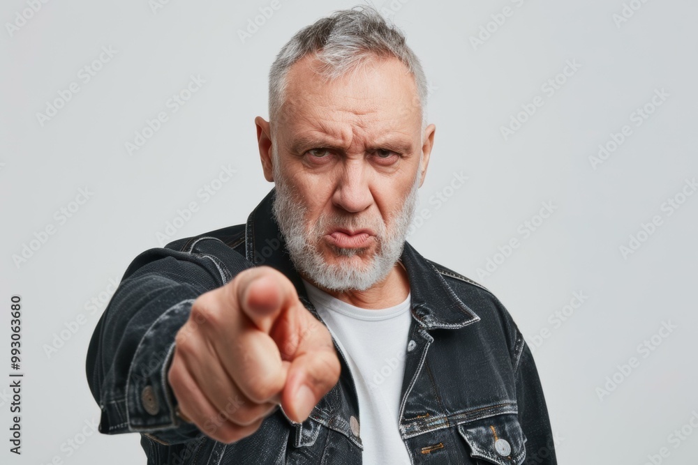 A man pointing his finger with an angry expression. AI. A man pointing his finger with an angry expression. AI.