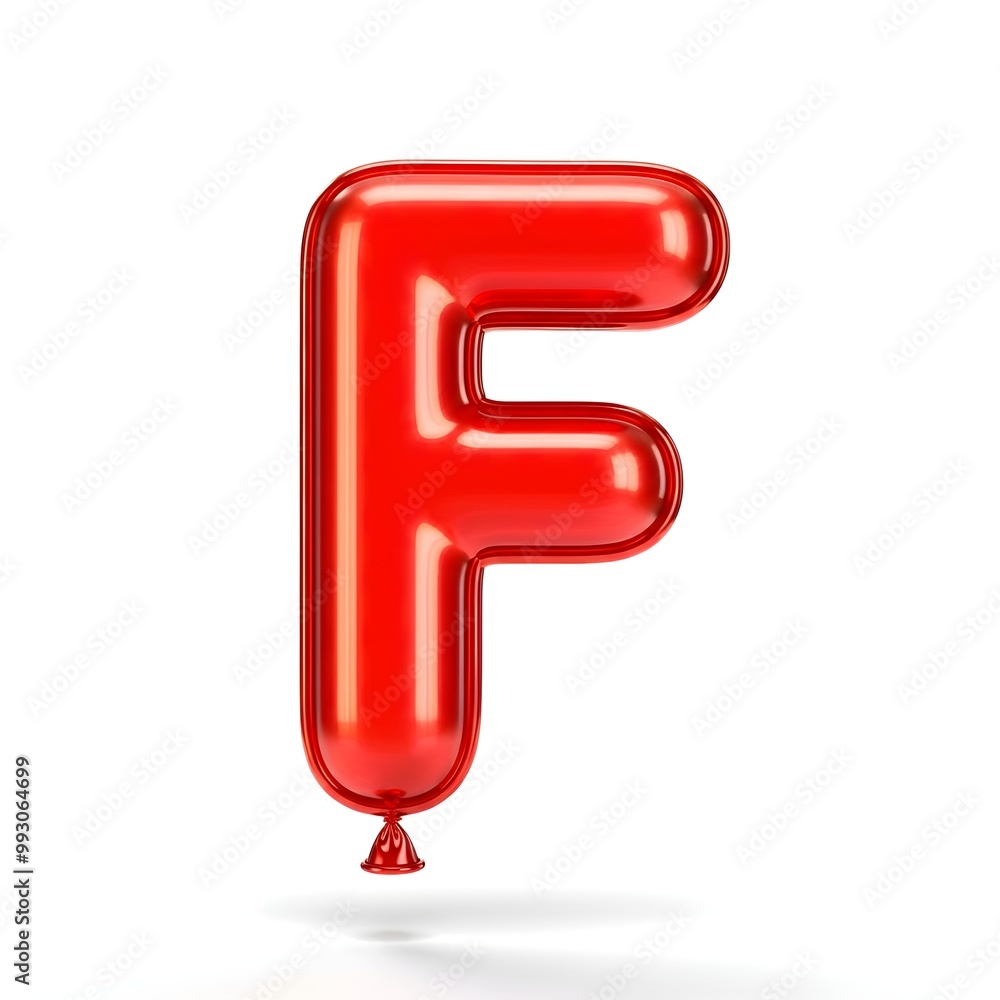 Red letter f in shape of a balloon, Clean image, high quality, white background Red letter f in shape of a balloon, Clean image, high quality, white background