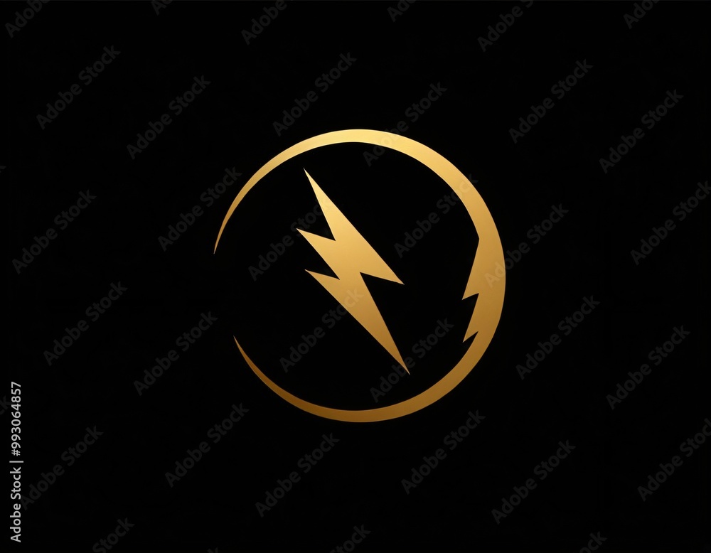 Thunderbolt Energy Power Logo design with modern and dynamic style of golden lightning symbol on dark background. Ai generated image. Thunderbolt Energy Power Logo design with modern and dynamic style of golden lightning symbol on dark background. Ai generated image.