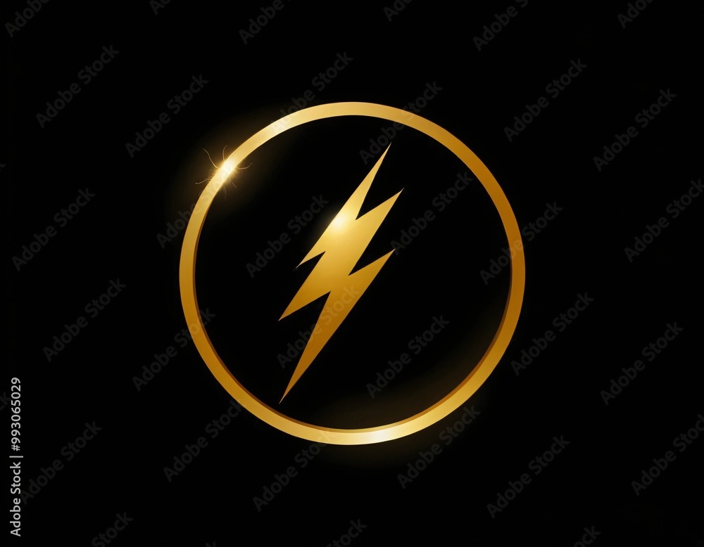 Thunderbolt Energy Power Logo design with modern and dynamic style of golden lightning symbol on dark background. Ai generated image. Thunderbolt Energy Power Logo design with modern and dynamic style of golden lightning symbol on dark background. Ai generated image.