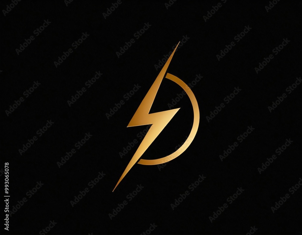 Thunderbolt Energy Power Logo design with modern and dynamic style of golden lightning symbol on dark background. Ai generated image. Thunderbolt Energy Power Logo design with modern and dynamic style of golden lightning symbol on dark background. Ai generated image.