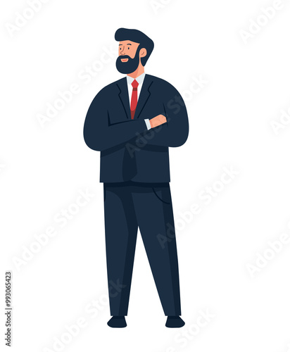 Confident Businessman Standing with Arms Crossed