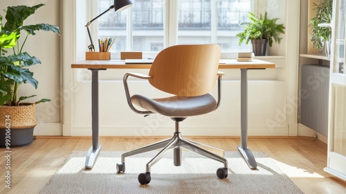 Modern Workspace with Stylish Desk and Chair