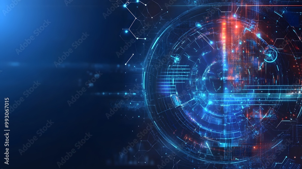 Obraz premium Abstract Digital Network with Glowing Lines and Geometric Shapes