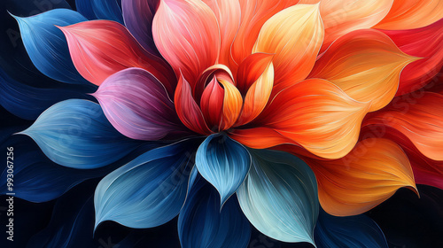 Wallpaper Mural A vibrant, abstract flower blooming in rich, saturated colors, Torontodigital.ca