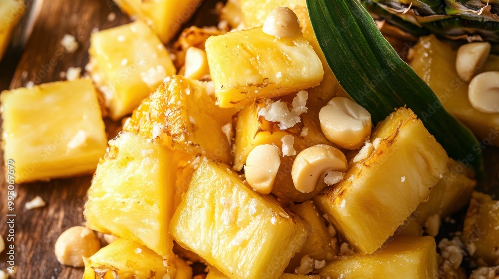Grilled Pineapple Chunks with Macadamia Nuts Grilled Pineapple Chunks with Macadamia Nuts