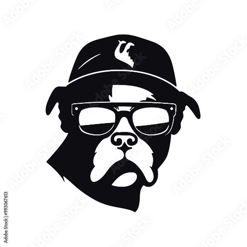 dog sunglasses silhouette vector illustration transparent background