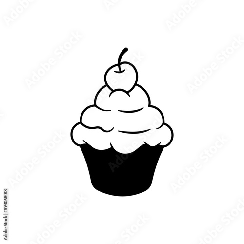 Cupcake icon vector. Cake illustration sign. Sweet symbol or logo.