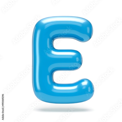 blue letter e in shape of a balloon, Clean image, high quality, white background