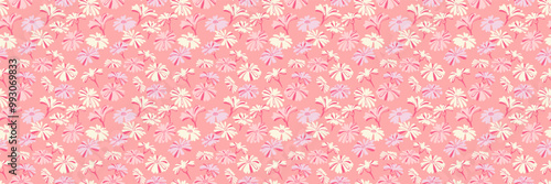 Pastel pink seamless pattern with abstract unique shapes flowers. Creative cute meadow print. Plain summer ornament texture. Vector hand drawn