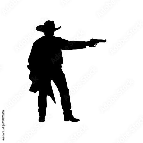 Silhouette Cowboy in Gun Fight 