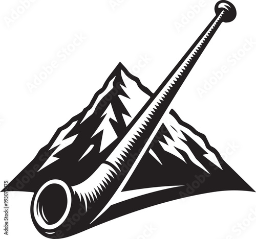 Alphorn silhouette vector icon image. on white background