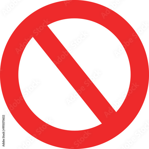 Ban Sign vector illustration, Prohibited circle sign, Ban icon isolated, Prohibition red icon, Red circle with cross line symbol. Caution frame symbol. Forbidden stop sign, Red cross symbol isolated.