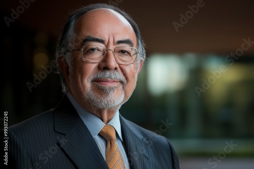 Portrait of a Smiling Elderly Man in a Suit and Tie