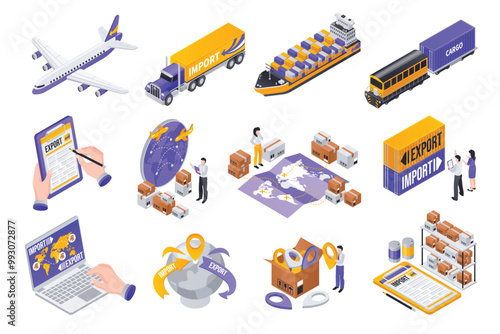 Export and import isometric icon set