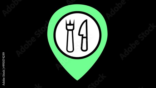 Looping animation of  green  map location pin bouncing on background