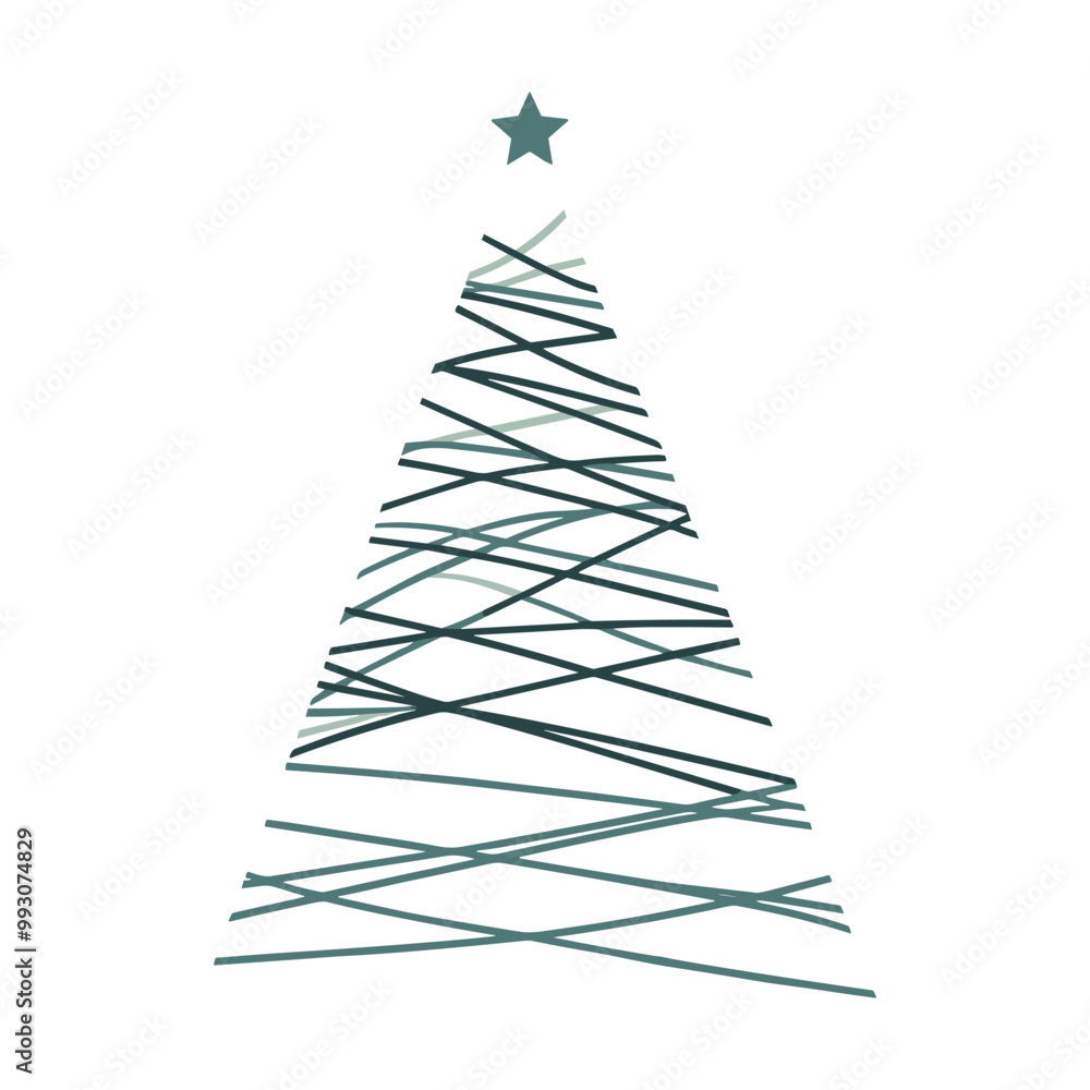 Crisscross Line Flat Vector Christmas Tree in Minimalist Style Crisscross Line Flat Vector Christmas Tree in Minimalist Style