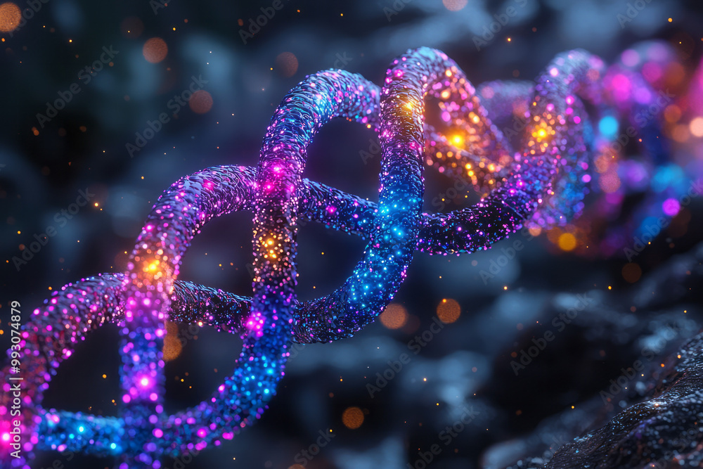 A close-up view of DNA strands, glowing with vibrant colors, A close-up view of DNA strands, glowing with vibrant colors,