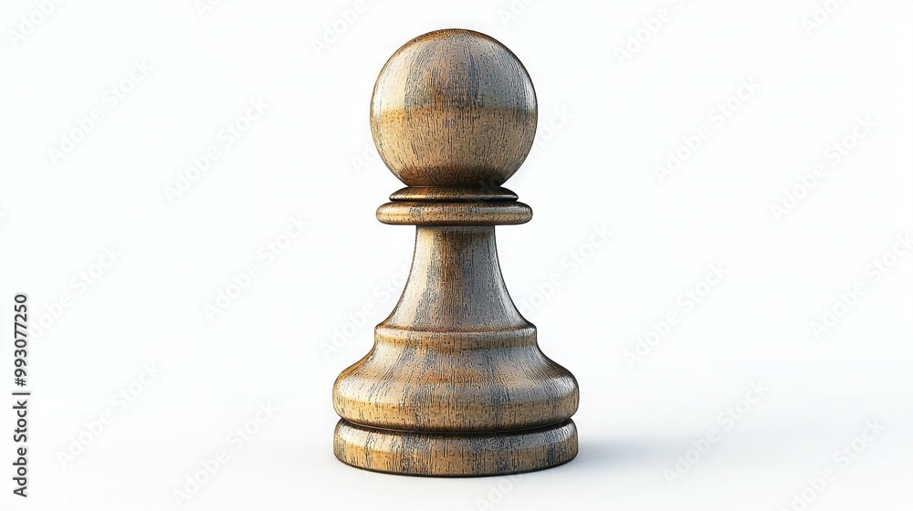 Close-up of a chess piece on a white background with a subtle reflection on the top surface Close-up of a chess piece on a white background with a subtle reflection on the top surface