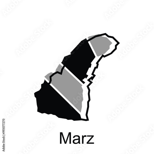 Vector isolated illustration of simplified administrative map of Marz. Borders and names of the regions. suitable for your company photo