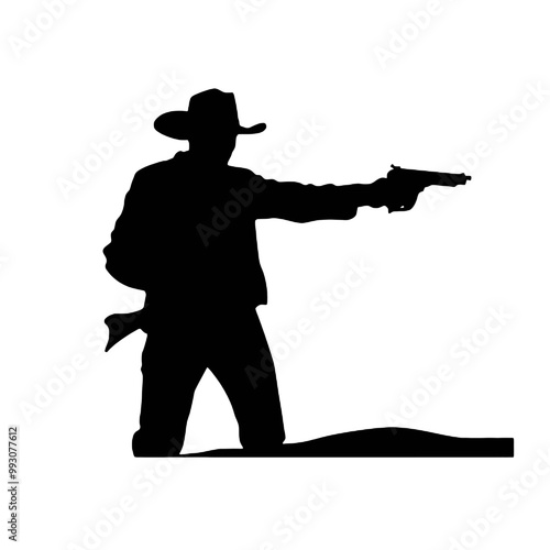 Cowboy Holding a gun - silhouette vector illustration transparent background