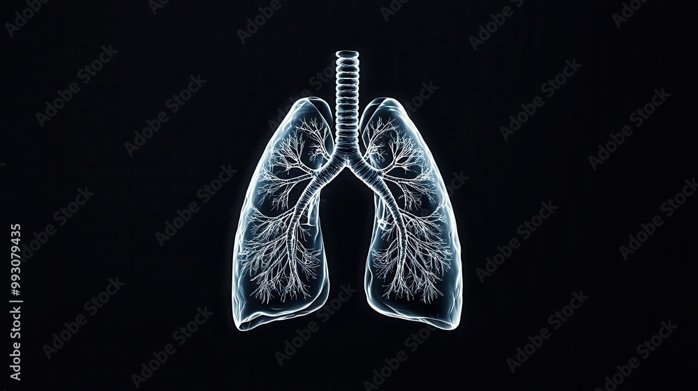 Lungs with abstract dark shadows representing tumors, lung cancer, health concept Lungs with abstract dark shadows representing tumors, lung cancer, health concept