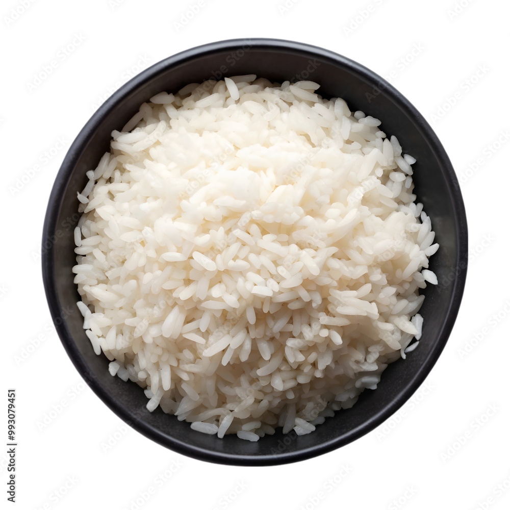 Rice on black bowl isolated on transparent background Rice on black bowl isolated on transparent background