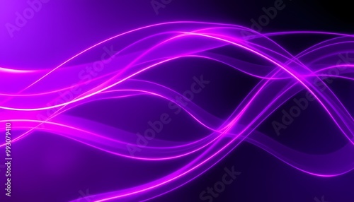 Wallpaper Mural Dynamic Abstract Purple and Pink Neon Curves Flowing Through Dark Futuristic Scene Torontodigital.ca