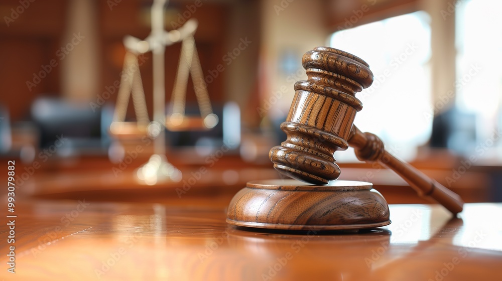 Wooden Gavel on a Judge’s Desk in a Courtroom, scales of Justice. Legal Decision, Judgment. Legal and Courtroom Concepts Wooden Gavel on a Judge’s Desk in a Courtroom, scales of Justice. Legal Decision, Judgment. Legal and Courtroom Concepts