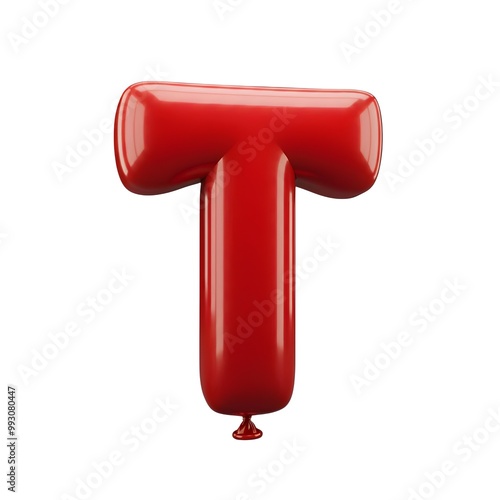 Red letter t in shape of a balloon, Clean image, high quality, white background