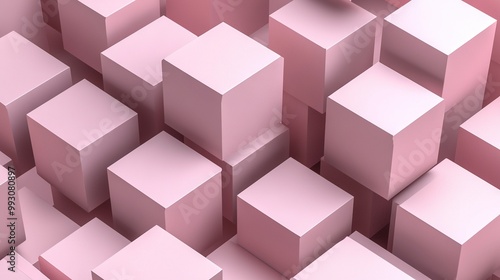  A series of pink cubes lined up on a pink cube-filled wall