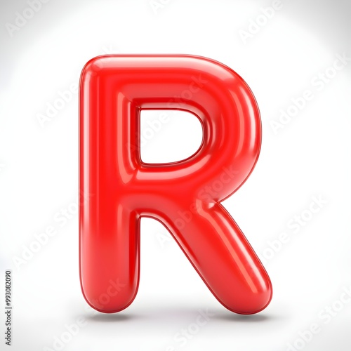 Green letter R in shape of a balloon, Clean image, high quality, white background